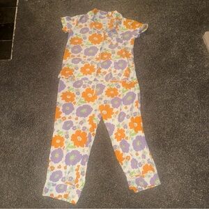 The Cats Pajamas Floral Pajama Set - Orange and Purple